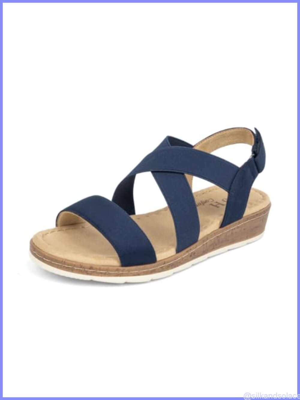 Faux Suede Cross Strap Slingback Wedge Sandals Comfort Walking